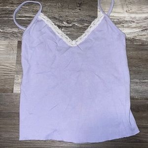 v cut purple lace tank